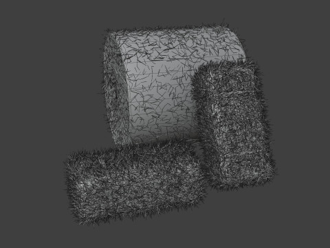 Hay Bale Square and Round 3D Model