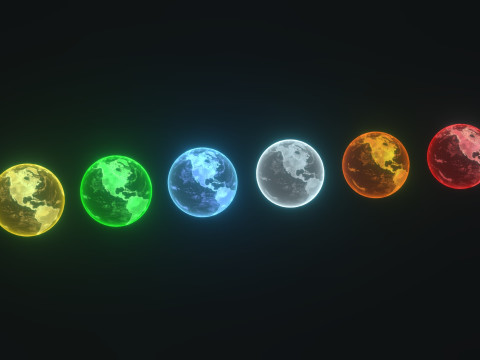 Planet Earth Hologram 6 Variations Sci-Fi Modello 3D