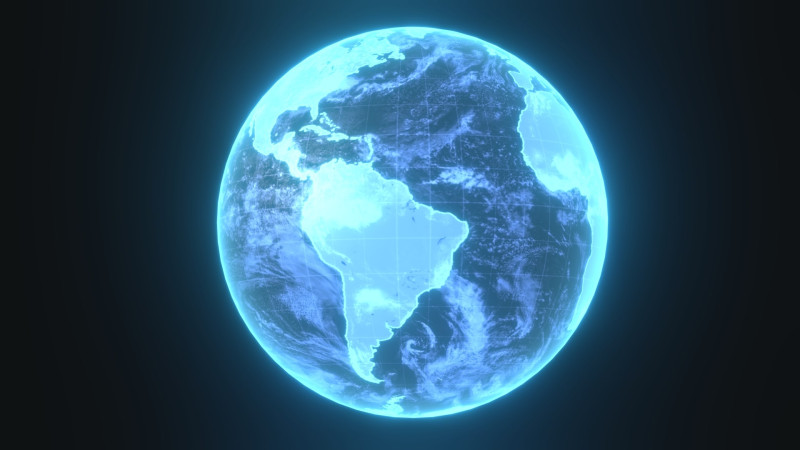 Planet Earth Hologram Sci-Fi 3D Model .c4d .max .obj .3ds .fbx .stl .blend 