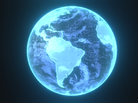 Planet Earth Hologram Sci-Fi 3D Модель