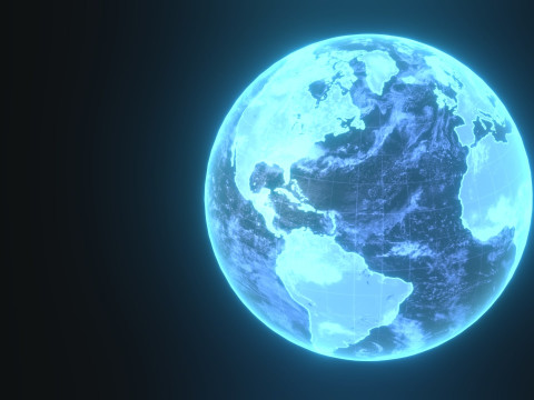 Planet Earth Hologram Sci-Fi 3D Model