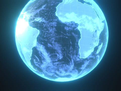 Planet Earth Hologram Sci-Fi 3D Model