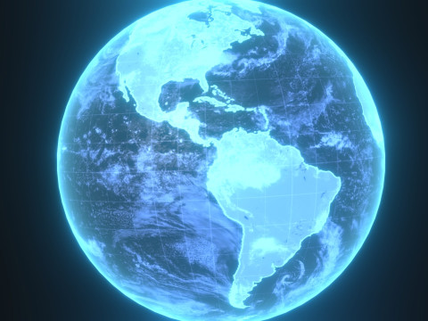 Planet Earth Hologram Sci-Fi 3D Model
