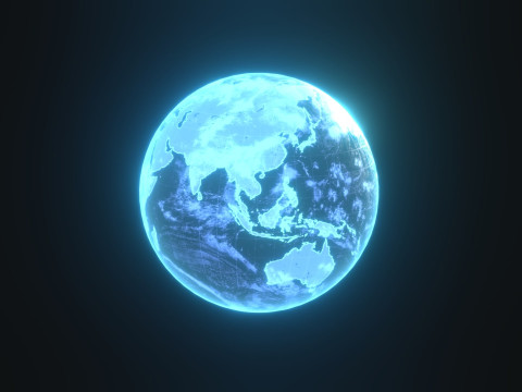 Planet Earth Hologram Sci-Fi 3D Model
