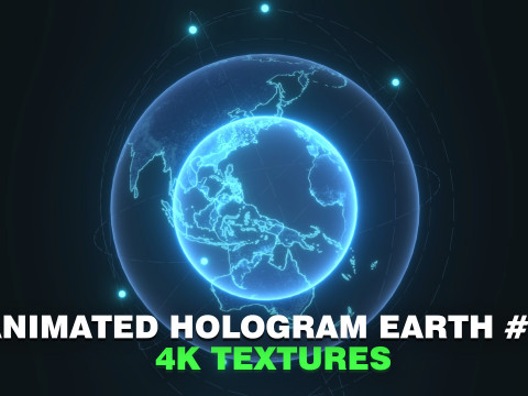 Animated Hologram Planet Earth 7 Sci-Fi 4k Textures 3D Model