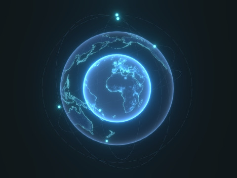 Animated Hologram Planet Earth 7 Sci-Fi 4k Textures Model 3D