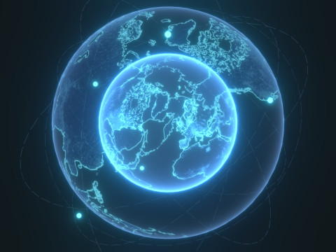Animated Hologram Planet Earth 7 Sci-Fi 4k Textures Model 3D