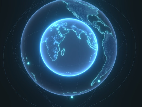 Animated Hologram Planet Earth 7 Sci-Fi 4k Textures Model 3D