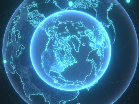 Animated Hologram Planet Earth 7 Sci-Fi 4k Textures Model 3D