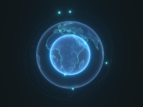 Animated Hologram Planet Earth 7 Sci-Fi 4k Textures Model 3D