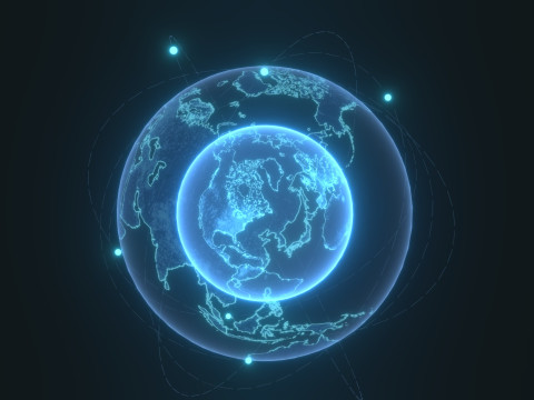 Animated Hologram Planet Earth 7 Sci-Fi 4k Textures Model 3D