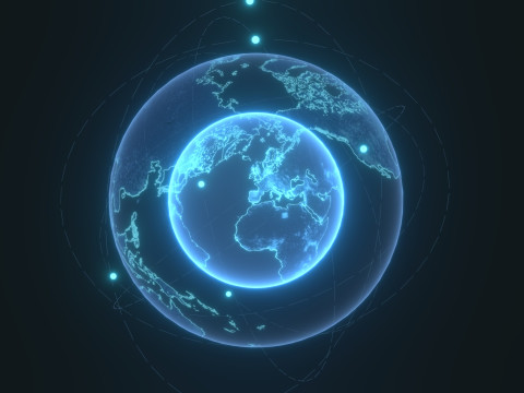 Animated Hologram Planet Earth 7 Sci-Fi 4k Textures Model 3D