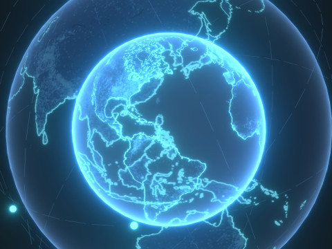 Animated Hologram Planet Earth 7 Sci-Fi 4k Textures Model 3D