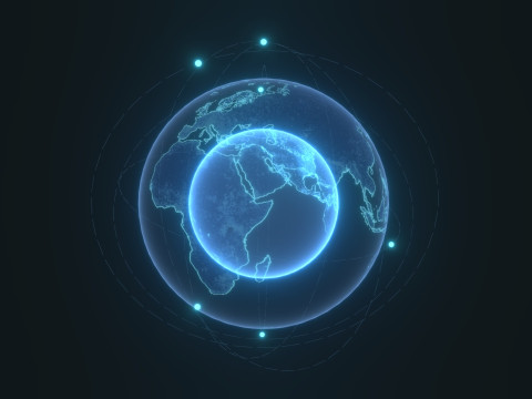Animated Hologram Planet Earth 7 Sci-Fi 4k Textures Model 3D