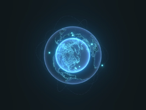 Animated Hologram Planet Earth 7 Sci-Fi 4k Textures Model 3D