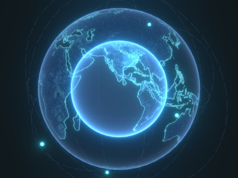 Animated Hologram Planet Earth 7 Sci-Fi 4k Textures Model 3D