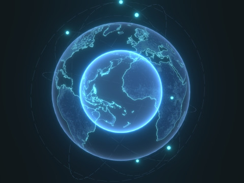 Animated Hologram Planet Earth 7 Sci-Fi 4k Textures Model 3D