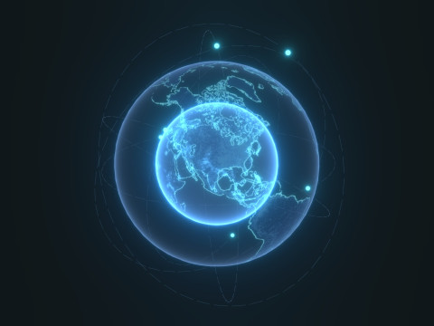 Animated Hologram Planet Earth 7 Sci-Fi 4k Textures Model 3D