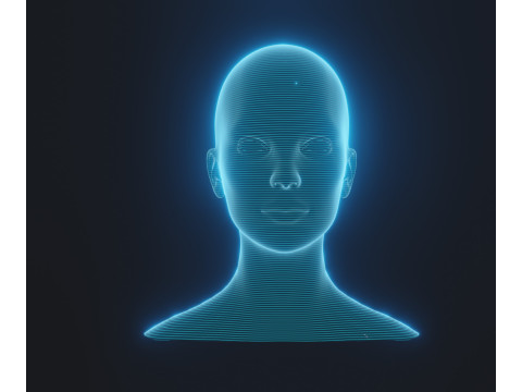 Hologram Male and Female Head Animated with Facial Expressions Modèle 3D