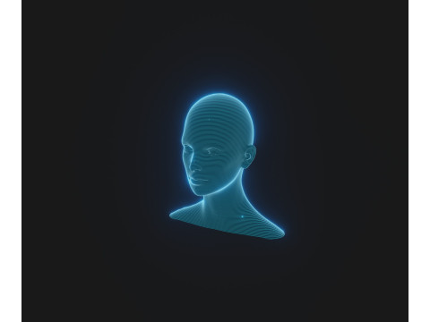 Hologram Male and Female Head Animated with Facial Expressions Modèle 3D