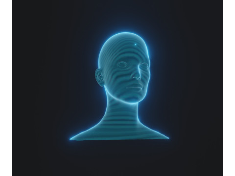 Hologram Male and Female Head Animated with Facial Expressions Modèle 3D