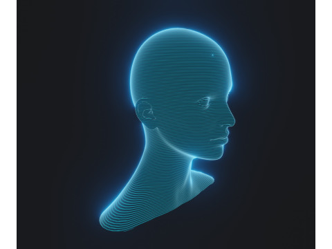 Hologram Male and Female Head Animated with Facial Expressions Modèle 3D
