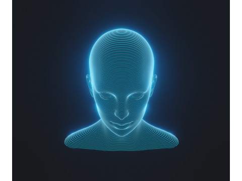 Hologram Male and Female Head Animated with Facial Expressions Modèle 3D