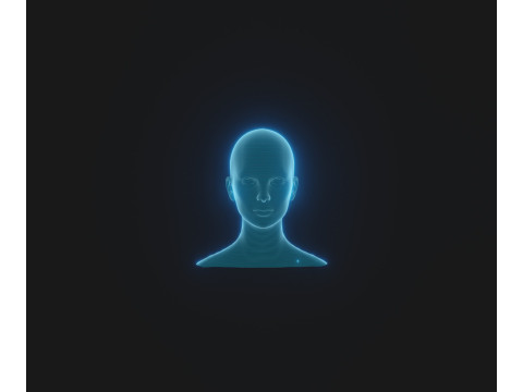 Hologram Male and Female Head Animated with Facial Expressions Modèle 3D