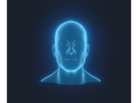 Hologram Male and Female Head Animated with Facial Expressions Modèle 3D