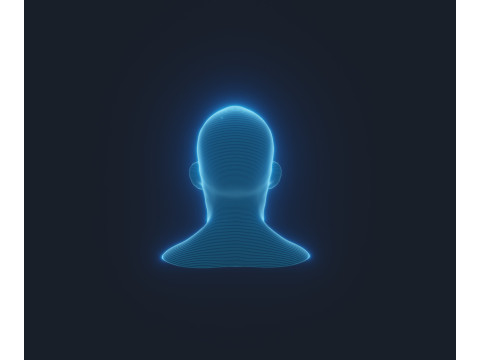 Hologram Male and Female Head Animated with Facial Expressions Modèle 3D