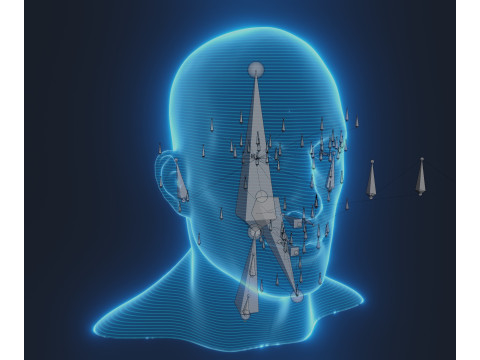 Hologram Male and Female Head Animated with Facial Expressions Modèle 3D