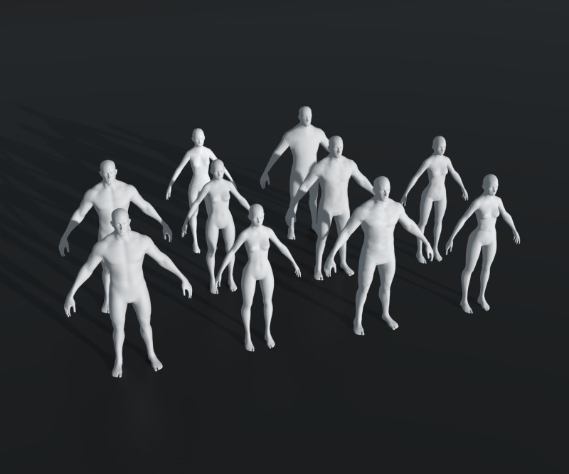 Human Body Base Mesh 28 Animations 10 Models Pack 3D Model .c4d .max .obj .3ds .fbx .stl .blend 
