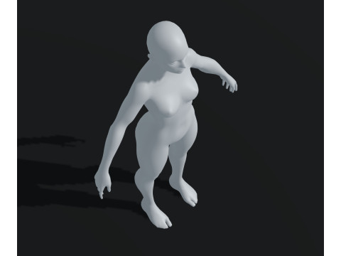 Female Body Base Mesh Animated and Rigged 20k Polygons 3D Model