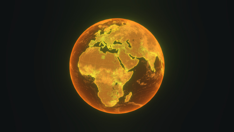 Gold Hologram Planet Earth Sci-Fi 3D Model .c4d .max .obj .3ds .fbx .stl .blend 