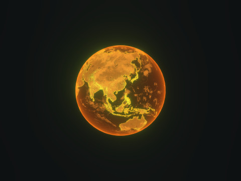 Gold Hologram Planet Earth Sci-Fi 3D Model