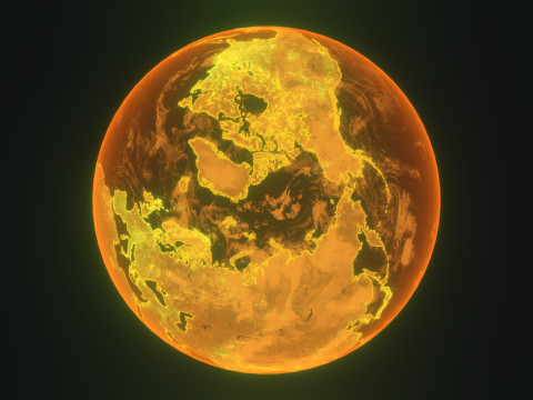 Gold Hologram Planet Earth Sci-Fi 3D Model