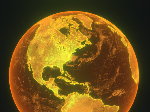 Gold Hologram Planet Earth Sci-Fi 3D Model
