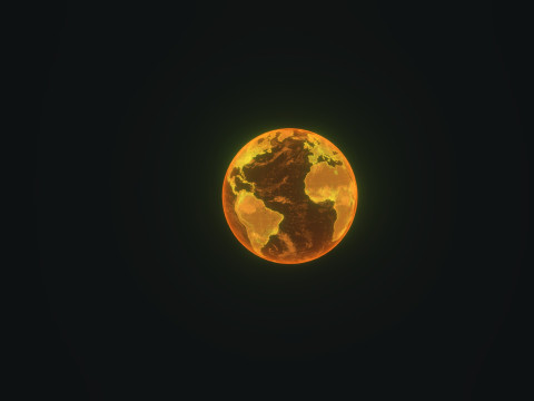 Gold Hologram Planet Earth Sci-Fi 3D Model