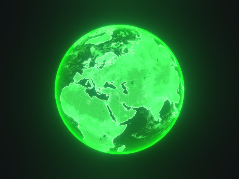 Green Hologram Planet Earth Sci-Fi Modello 3D