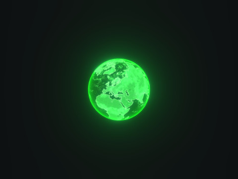Green Hologram Planet Earth Sci-Fi Modello 3D