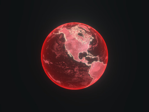 Red Hologram Planet Earth Sci-Fi Modello 3D