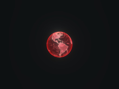 Red Hologram Planet Earth Sci-Fi 3D 모델