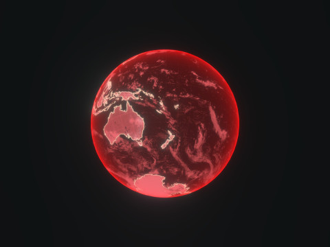 Red Hologram Planet Earth Sci-Fi 3D 모델