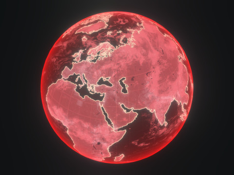 Red Hologram Planet Earth Sci-Fi 3D 모델