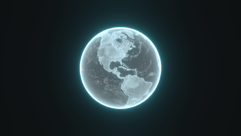 Silver Hologram Planet Earth Sci-Fi 3D Model .c4d .max .obj .3ds .fbx .stl .blend 