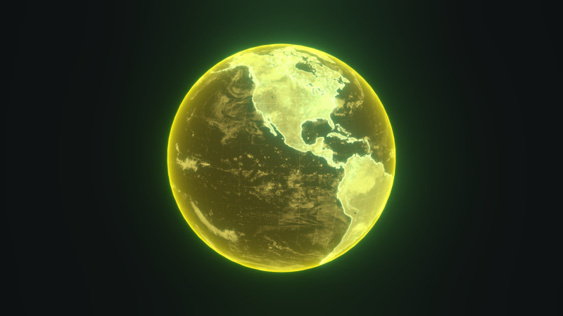 Yellow Hologram Planet Earth Sci-Fi 3D Model .c4d .max .obj .3ds .fbx .stl .blend 