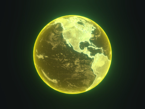 Yellow Hologram Planet Earth Sci-Fi Modello 3D