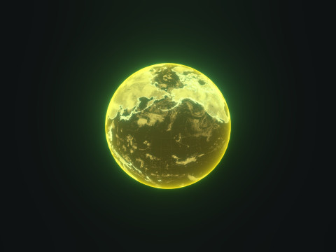 Yellow Hologram Planet Earth Sci-Fi 3D Model