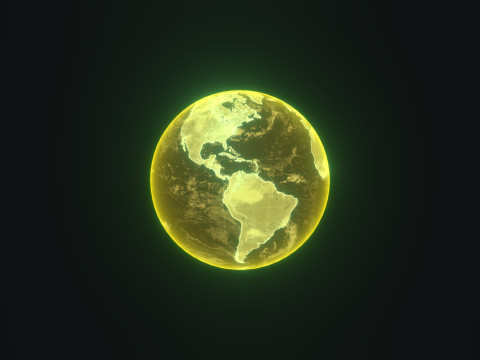 Yellow Hologram Planet Earth Sci-Fi 3D Model
