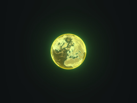 Yellow Hologram Planet Earth Sci-Fi 3D Model